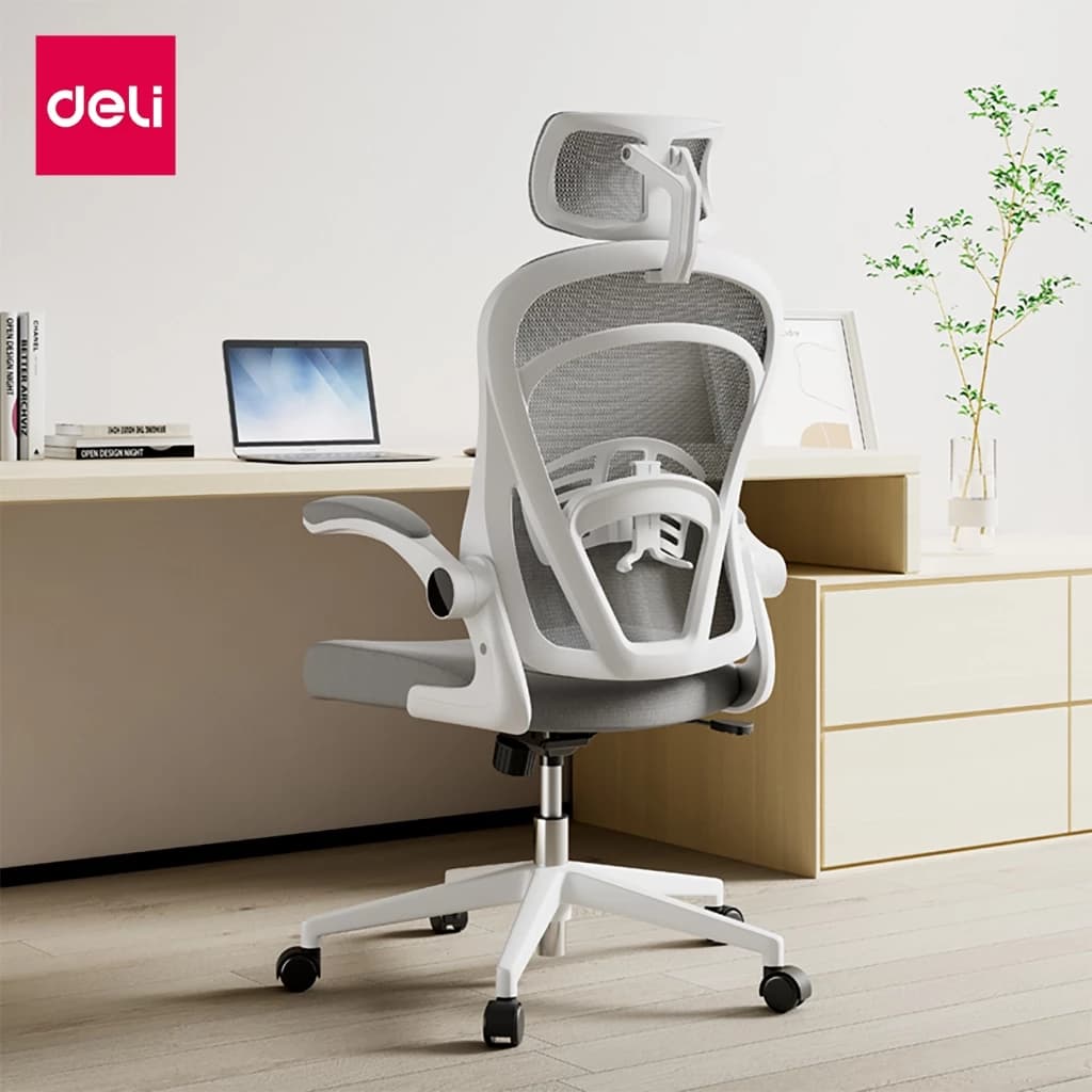 Deli เก้าอี้ทำงานเพื่อสุขภาพ นุ่มสบาย ตามหลักสรีระศาสตร์ Ergonomic เก้าอี้สีดำ เก้าอี้สีเทา ระบายอากาศดีเยี่ยม เก้าอี้ทำงาน เก้าอี้ออฟฟิศ ที่นั่งสำนักงาน พร้อมพนักพิงศีรษะ ที่พักขา Ergonomic Office chair https://lnwchill.com