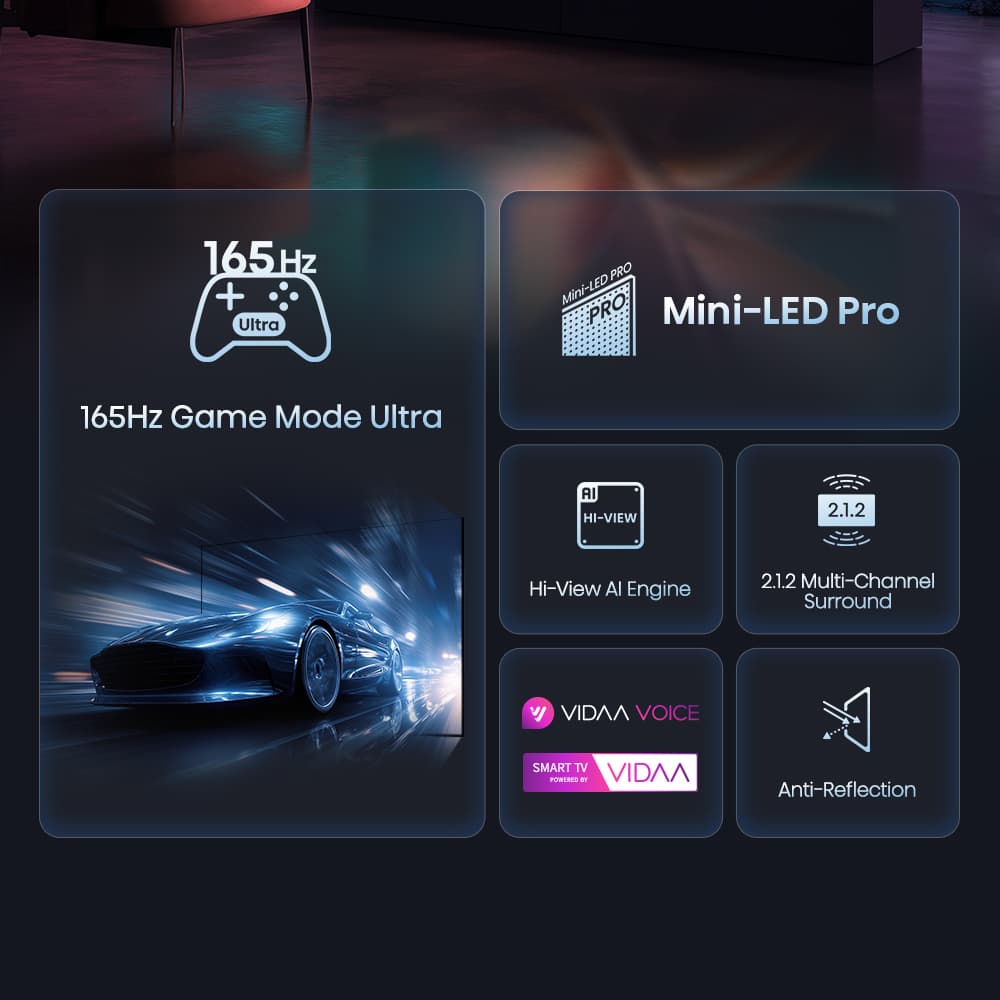 Hisense รุ่น EU7Q สมาร์ททีวี 4K VIDAA Mini-LED Pro ขนาด 55-85 นิ้ว สุดยอดเทคโนโลยีภาพและเสียงเพื่อความบันเทิงสมบูรณ์แบบ https://lnwchill.com