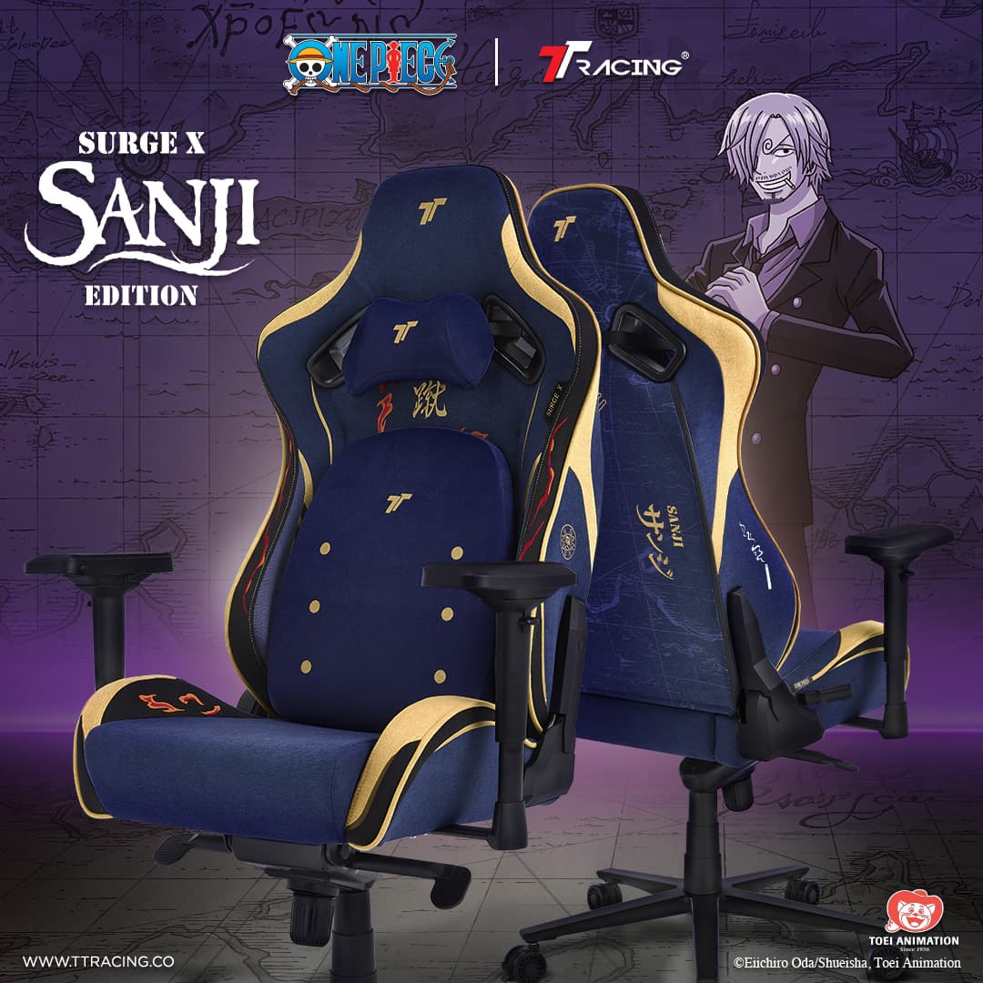 TTRacing รุ่น Surge X Air Threads Fabric Gaming Chair Sanji One Piece Edition เก้าอี้เกมมิ่งดีไซน์พิเศษ รองรับสรีระ ปรับเอนได้ 155 องศา https://lnwchill.com