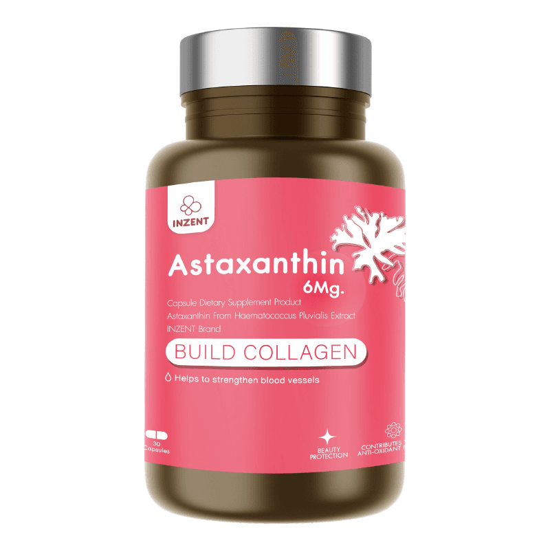 INZENT ASTAXANTHIN 6 MG. แอสต้าแซนธีน แคปซูล Capsules สาหร่ายสีแดง สาหร่ายฮีมาโตค็อกคัส พลูวิเอลิส [1แถม1] https://lnwchill.com