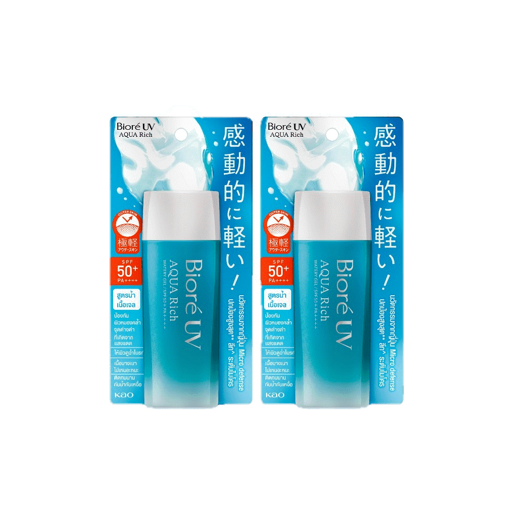 Biore [แพ็ค 2] บิโอเร ยูวี อะควา ริช วอเตอร์รี่ เจล กันแดด 90 มล UV Aqua Rich Watery Gel SPF50 PA++++ 90ml (ครีมกันแดด) https://lnwchill.com