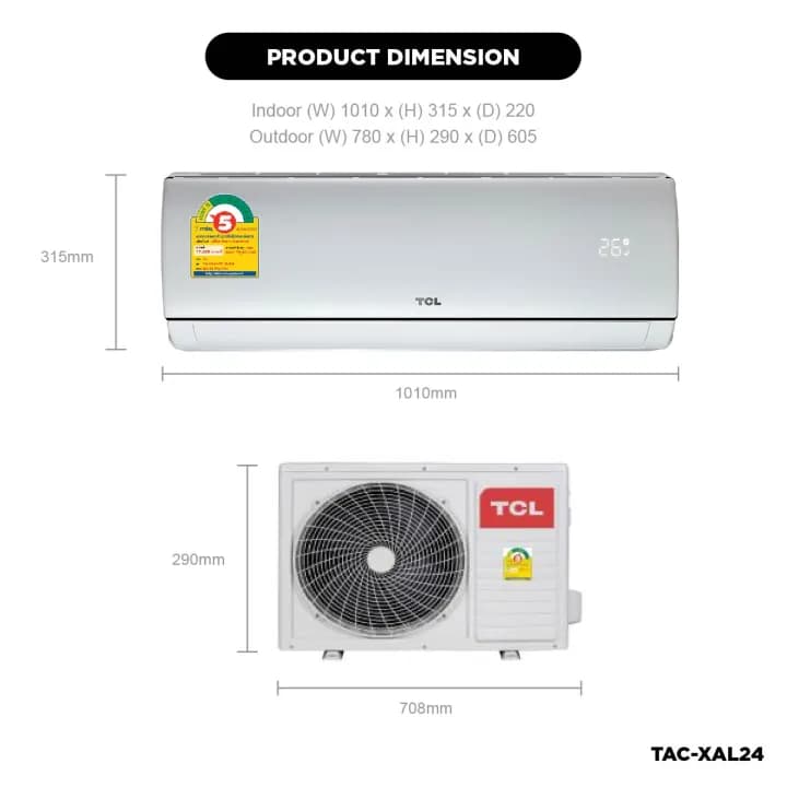 TCL TAC-XAL24CH แอร์ ขนาด 24,130 BTU ระบบ Inverter เครื่องปรับอากาศติดผนังรุ่น แอร์ เครื่องปรับอากาศ https://lnwchill.com