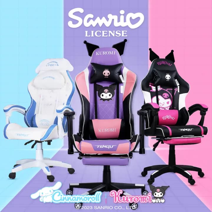 Tengu รุ่น ซานริโอ้ คุโรมิ เก้าอี้เกมมิ่ง e-sport เก้าอี้ทำงาน Ergonomic ลิขสิทธิ์แท้ Sanrio Gaming Chair (HelloKitty, Cinnamoroll, Kuromi) https://lnwchill.com
