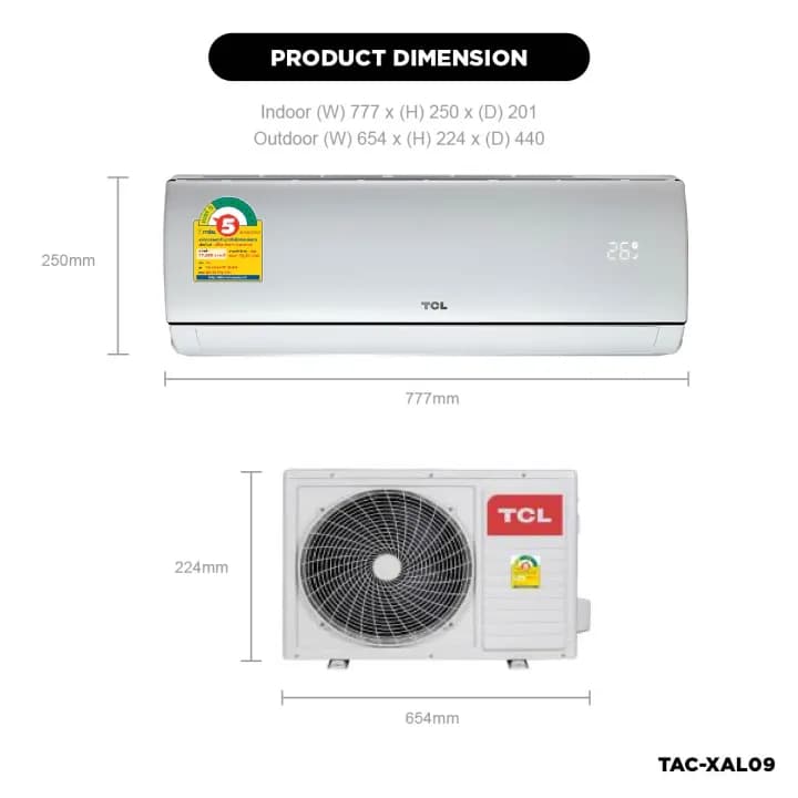 TCL TAC-XAL09CH แอร์ ขนาด 9,490 BTU ระบบ Inverter เครื่องปรับอากาศติดผนังรุ่น TAC-XAL09CH แอร์ เครื่องปรับอากาศ https://lnwchill.com