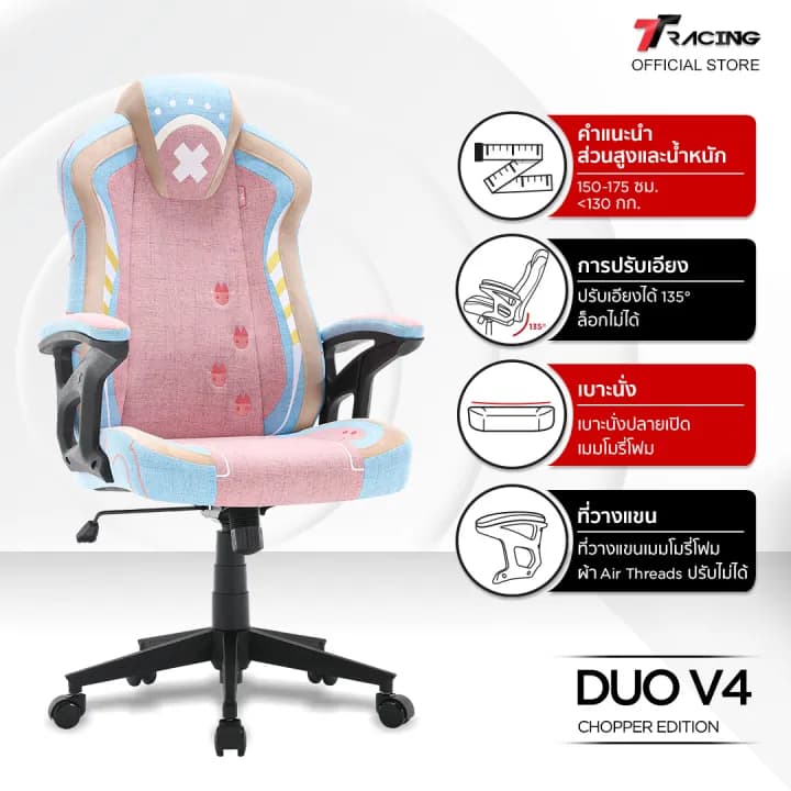 TTRacing Duo V4 Chopper Edition Gaming Chair เก้าอี้เกมมิ่งเพื่อสุขภาพ Ergonomic E-Sport นุ่มสบาย ตามหลักสรีระศาสตร์ เก้าอี้เบาะ นุ่ม เกรดพรีเมี่ยม https://lnwchill.com