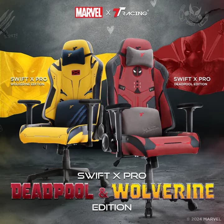 TTRacing Swift X Pro Deadpool Wolverine Edition Gaming Chair Seat Ergonomic E-Sport เก้าอี้สีเหลือง เก้าอี้สีแดง เก้าอี้สำนักงาน เก้าอี้เกมมิ่ง ระบายอากาศดีเยี่ยม https://lnwchill.com